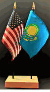 Kazakhstan and US Flag Desk Set