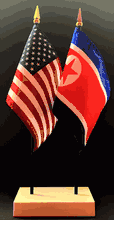 Korea, North and US Flag Desk Set