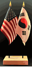 Korea, South and US Flag Desk Set