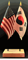 Korea, South and US Flag Desk Set