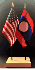 Laos and US Flag Desk Set