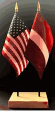 Latvia and US Flag Desk Set