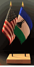 Lesotho and US Flag Desk Set