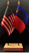 Liechtenstein and US Flag Desk Set