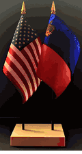 Liechtenstein and US Flag Desk Set