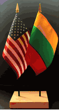 Lithuania and US Flag Desk Set