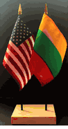 Lithuania and US Flag Desk Set