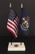 Maine and US Flag Executive Desk Set