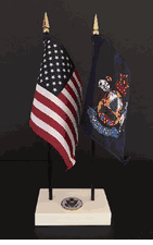 Maine and US Flag Executive Desk Set