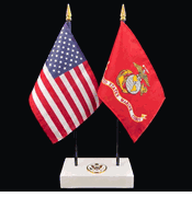 Marine and US Flag Executive Desk Set