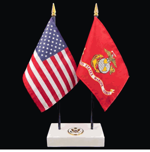 Marine and US Flag Executive Desk Set