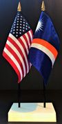 Marshall Islands and US Flag Desk Set