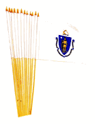 Massachusetts 12" x 18" Miniature Stick Flags