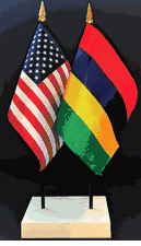 Mauritius and US Flag Desk Set