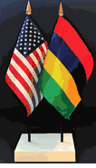 Mauritius and US Flag Desk Set