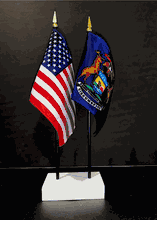 Michigan and US Flag Desk Set