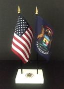 Michigan and US Flag Executive Desk Set