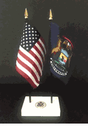 Michigan and US Flag Executive Desk Set