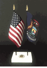 Michigan and US Flag Executive Desk Set