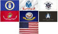 3'x5' Polyester Military Flag Set - 1 of each Military Branch with a US Flag - 7 Flags