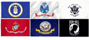 3'x5' Polyester Military Flag Set - 6 flags with POW/MIA