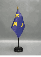 Miniature Fleur-De-Lis Blue 3 Desk Flag