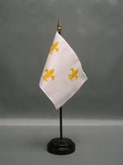 Miniature Fleur-De-Lis White 3 Desk Flag