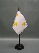Miniature Fleur-De-Lis White 3 Desk Flag