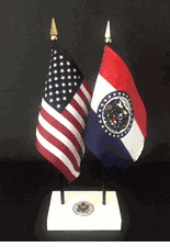 Missouri and US Flag Executive Desk Set