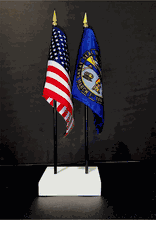 Nebraska and US Flag Desk Set