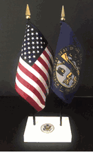 Nebraska and US Flag Executive Desk Set