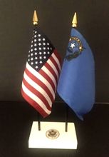 Nevada and US Flag Executive Desk Set