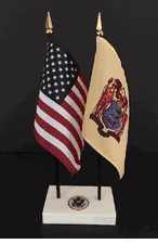 New Jersey and US Flag Executive Desk Set