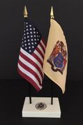 New Jersey and US Flag Executive Desk Set