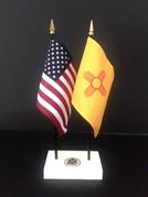 New Mexico and US Flag Executive Desk Set