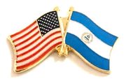 Nicaragua Flag Lapel Pin - Double