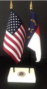 North Carolina and US Flag Executive Desk Set