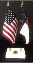 North Carolina and US Flag Executive Desk Set