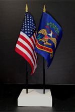North Dakota and US Flag Desk Set