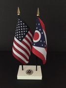 Ohio and US Flag Executive Desk Set
