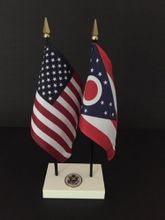 Ohio and US Flag Executive Desk Set