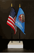 Oklahoma and US Flag Desk Set