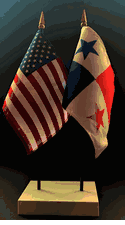 Panama and US Flag Desk Set