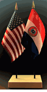 Paraguay and US Flag Desk Set