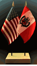Peru and US Flag Desk Set