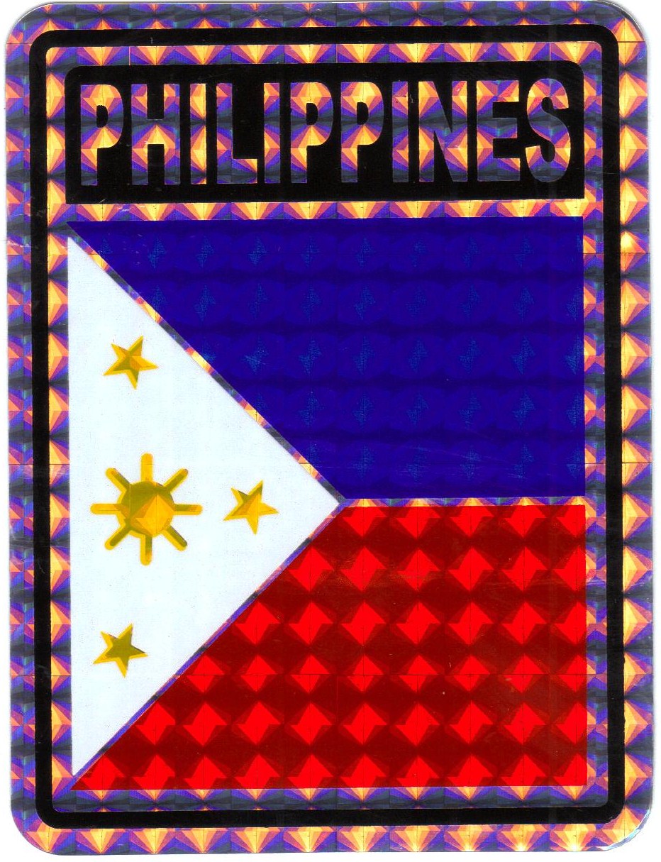Cheap selfadhesive 3" x 4" reflective waterproof vinyl Philippines flag decal; Philippines 3 x
