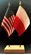 Poland no Eagle and US Flag Desk Set
