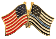 Police Memorial Flag Lapel Pin - Double