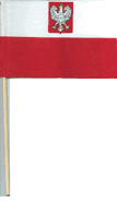 Polish (with Eagle) Miniature Cotton Stick Flags 4"x6" 