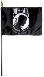 POW-MIA 4x6" Deluxe Mini Stick Flag